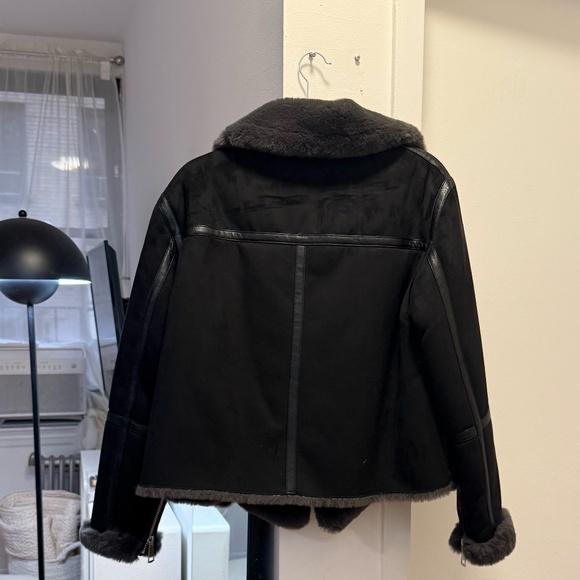 ZARA Double-Faced Faux Suede Moto Biker Jacket – Black | Size L - Picture 4 of 4